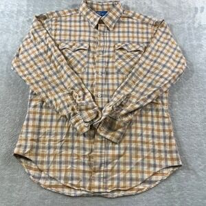 Vintage JC Penney Flannel Shirt Men XL Brown Plain Fall Outdoor Workwear 80s